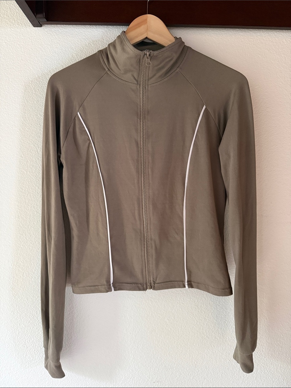 Cult Favorites Basics Zip-Up Varsity Jacket, Fitted, Cropped, Brown, Size L